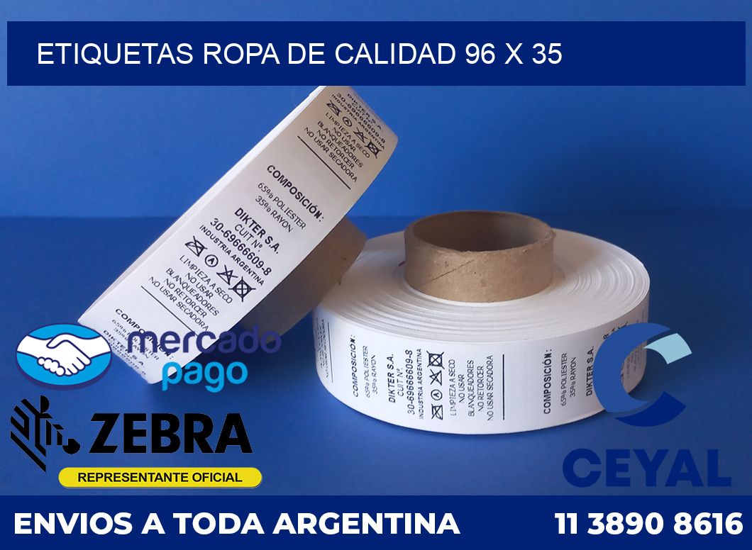 Etiquetas ropa de calidad 96 x 35