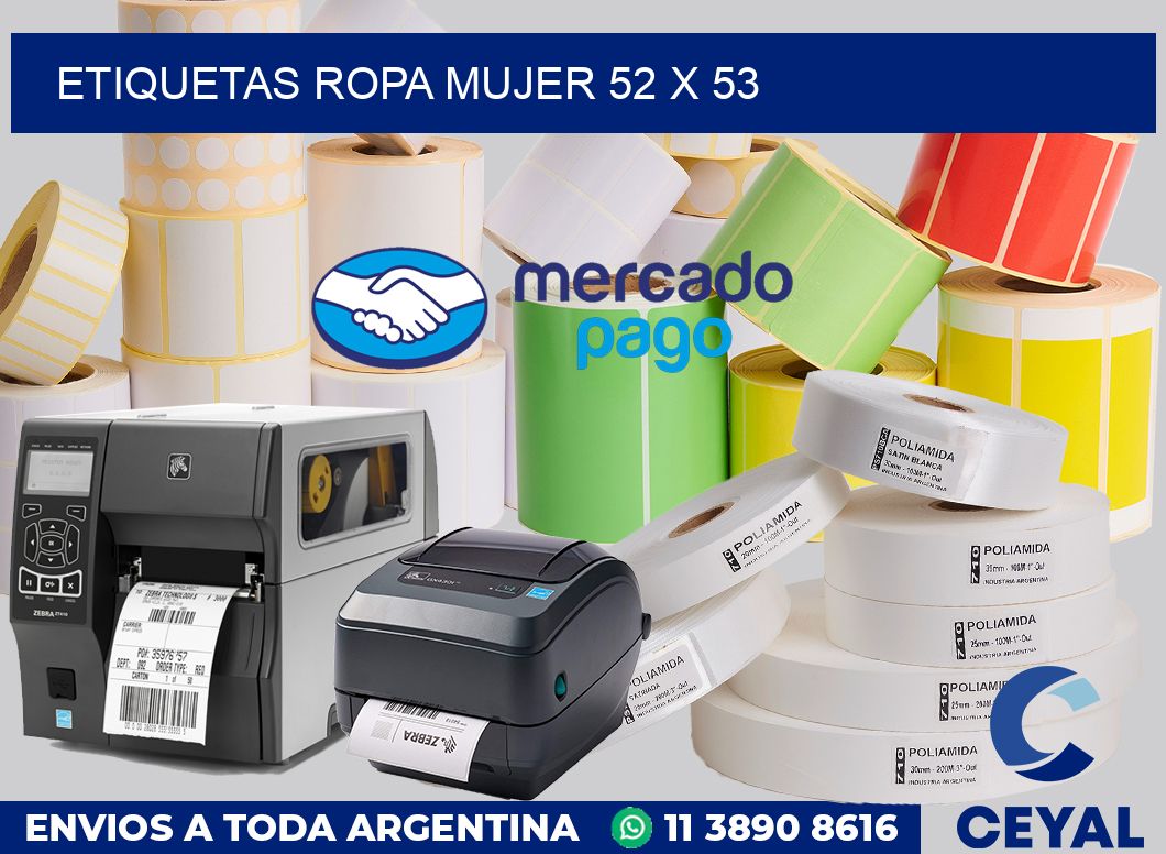 Etiquetas ropa mujer 52 x 53