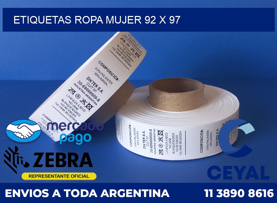 Etiquetas ropa mujer 92 x 97