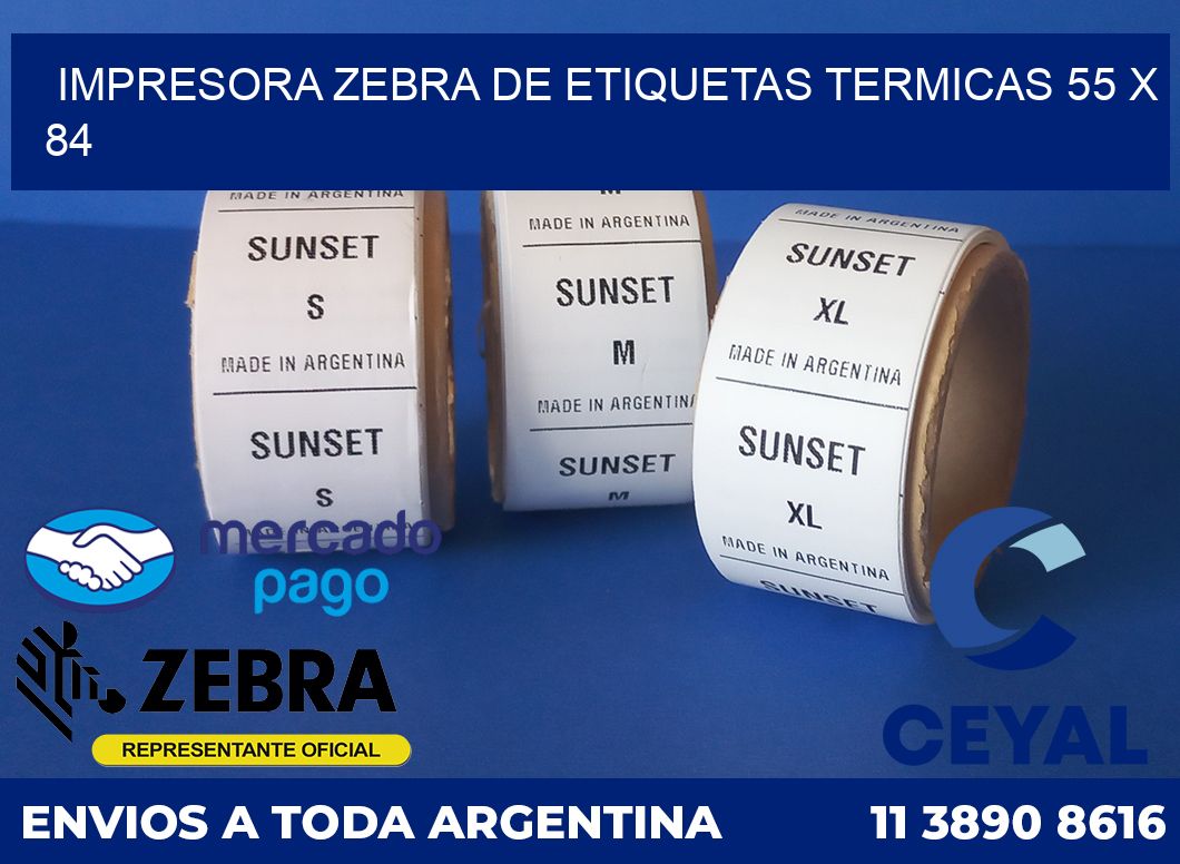 Impresora Zebra de etiquetas termicas 55 x 84