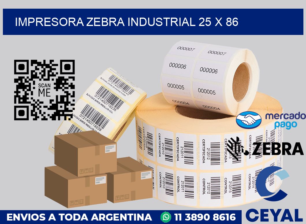 Impresora Zebra industrial 25 x 86