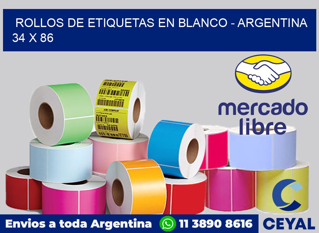 Rollos de etiquetas en blanco - Argentina 34 x 86