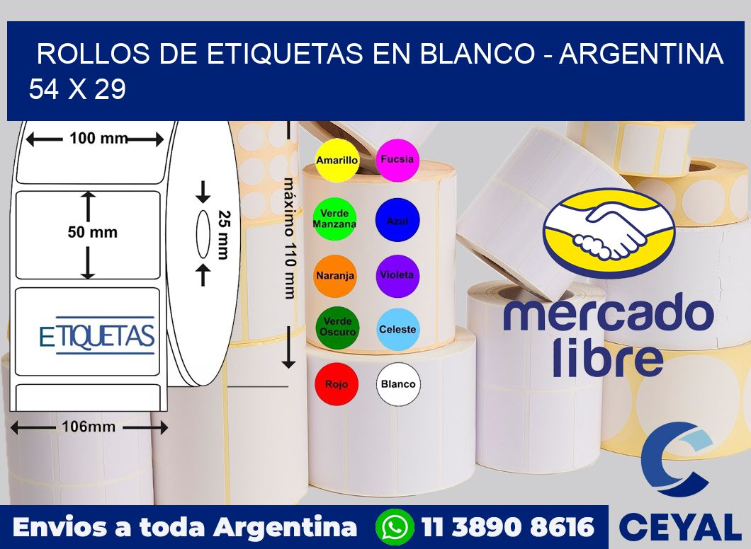 Rollos de etiquetas en blanco - Argentina 54 x 29