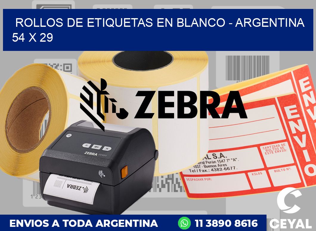 Rollos de etiquetas en blanco - Argentina 54 x 29