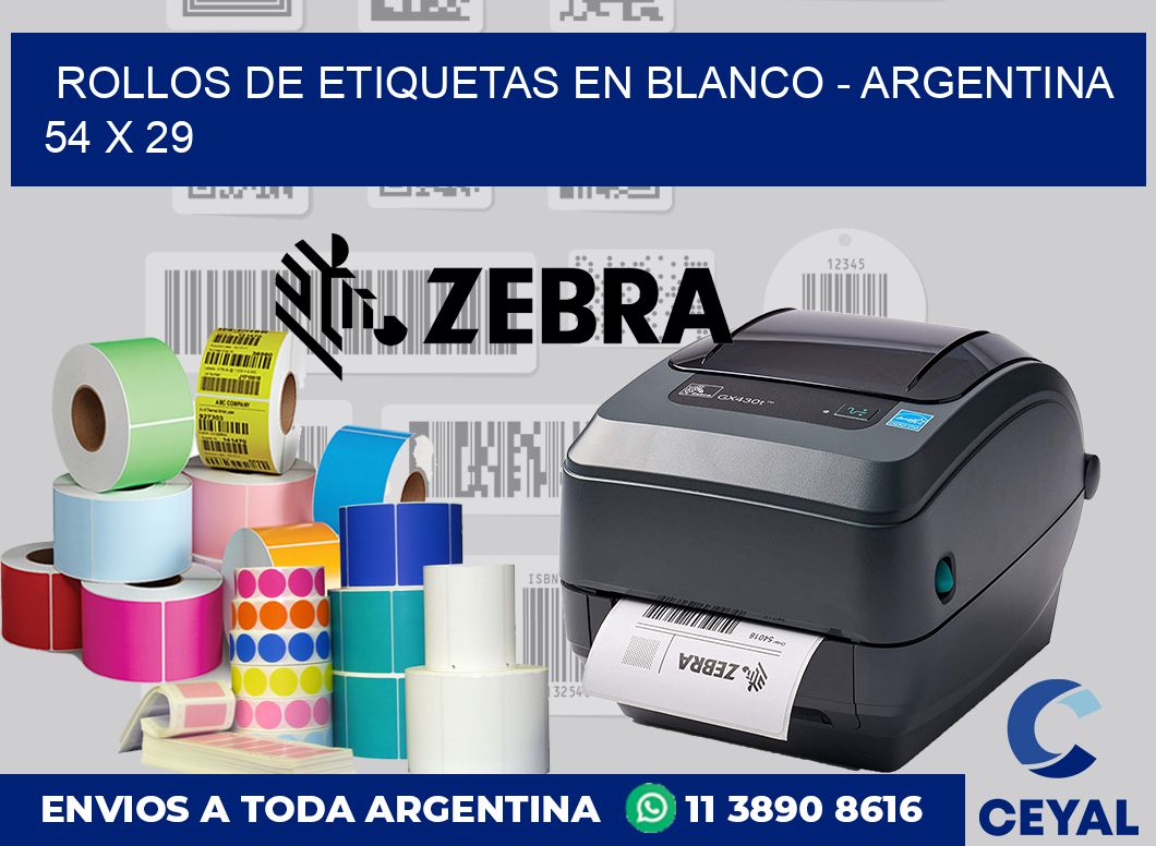 Rollos de etiquetas en blanco – Argentina 54 x 29