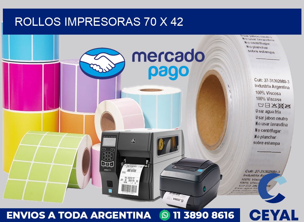 Rollos impresoras 70 x 42