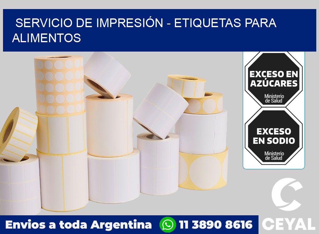 SERVICIO DE IMPRESIÓN - ETIQUETAS PARA ALIMENTOS
