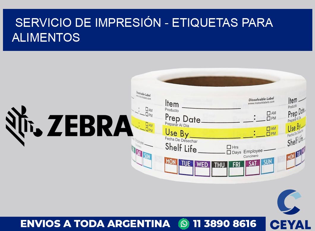 SERVICIO DE IMPRESIÓN - ETIQUETAS PARA ALIMENTOS