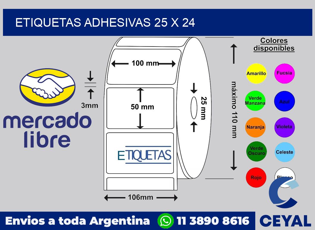 etiquetas adhesivas 25 x 24