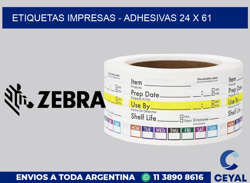 etiquetas impresas - Adhesivas 24 x 61