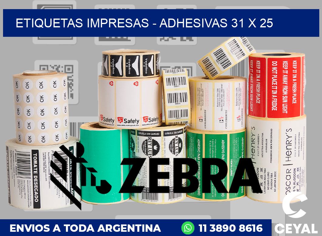 etiquetas impresas - Adhesivas 31 x 25
