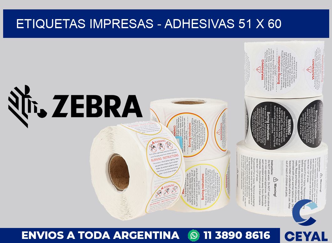 etiquetas impresas - Adhesivas 51 x 60