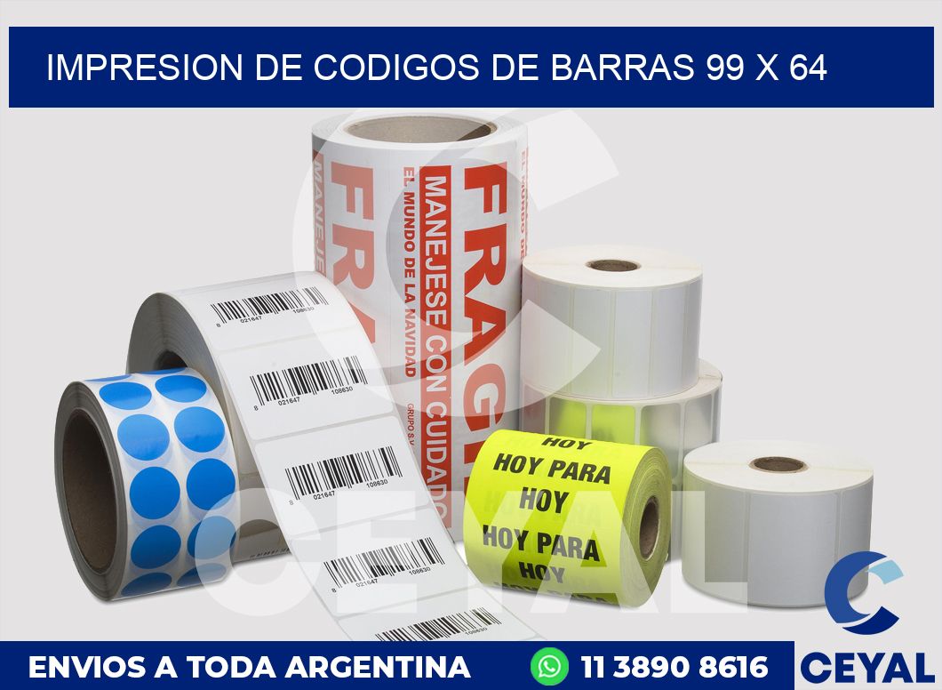 impresion de codigos de barras 99 x 64