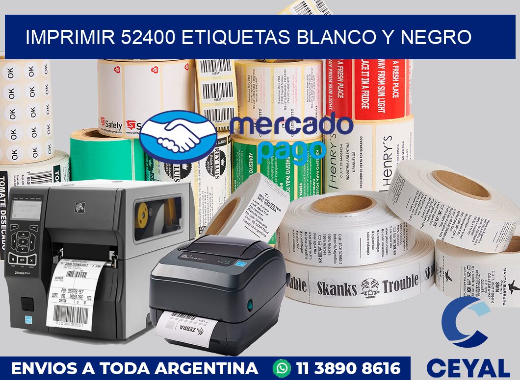 imprimir 52400 etiquetas blanco y negro
