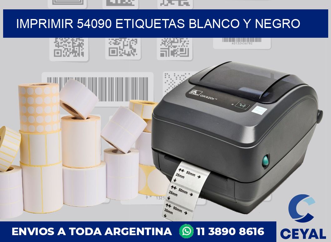 imprimir 54090 etiquetas blanco y negro