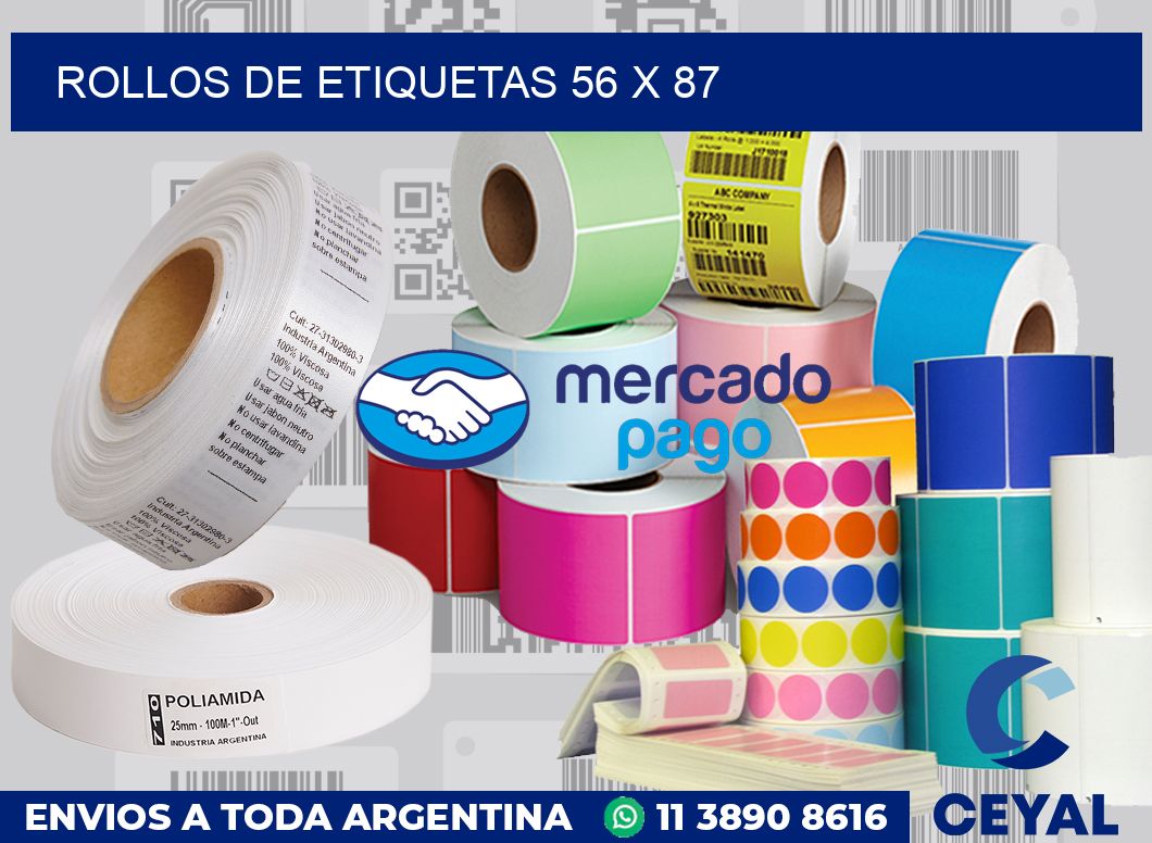 rollos de etiquetas 56 x 87