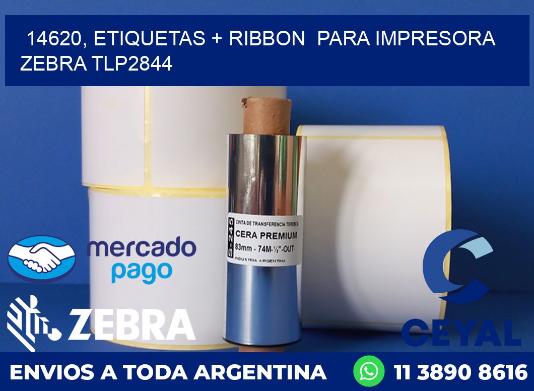 14620, etiquetas + ribbon  para impresora zebra TLP2844