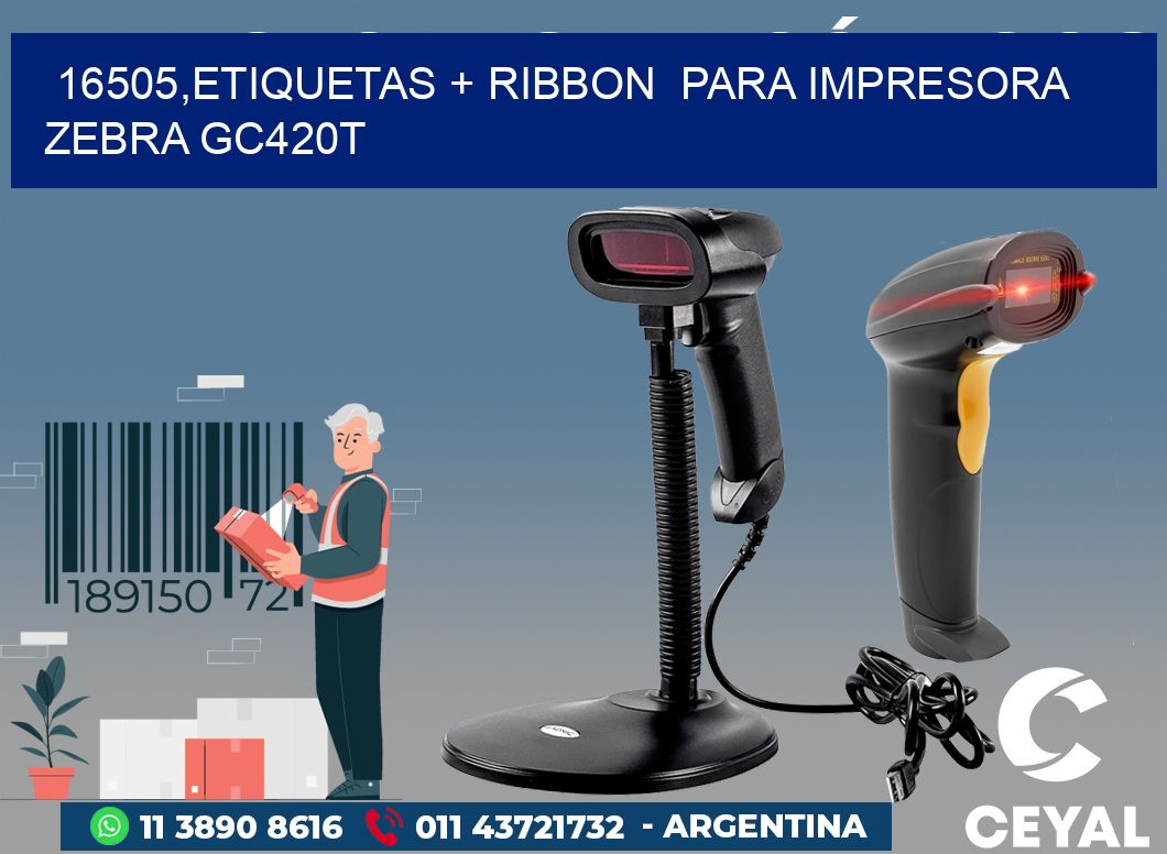 16505,etiquetas + ribbon  para impresora zebra GC420T