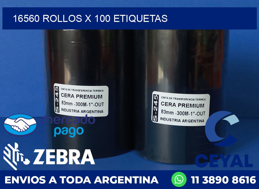 16560 ROLLOS X 100 ETIQUETAS