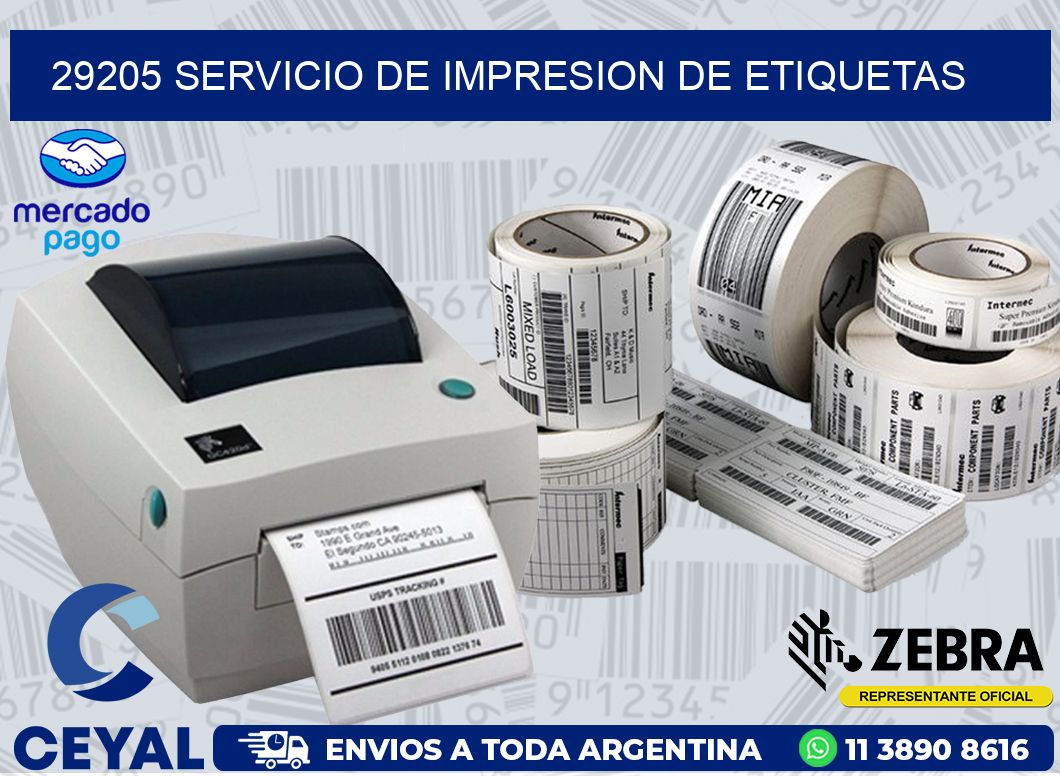 29205 SERVICIO DE IMPRESION DE ETIQUETAS