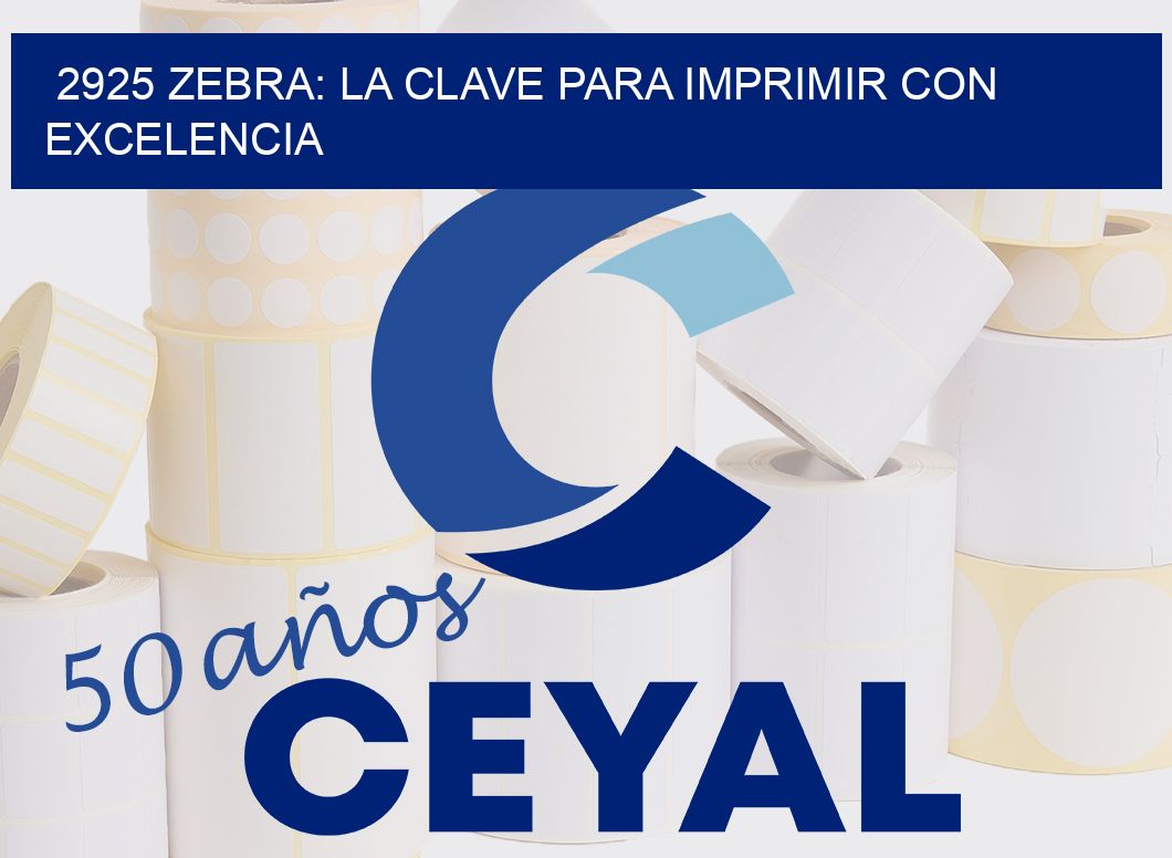 2925 ZEBRA: LA CLAVE PARA IMPRIMIR CON EXCELENCIA