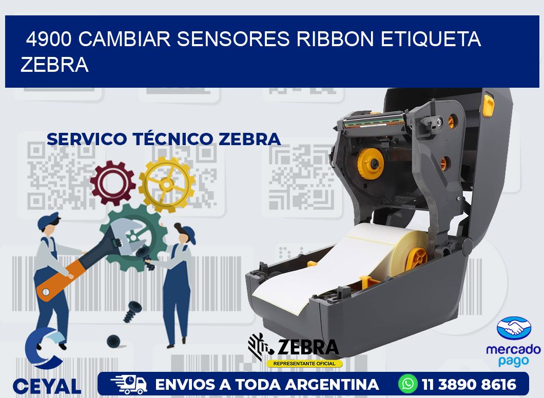 4900 CAMBIAR SENSORES RIBBON ETIQUETA ZEBRA