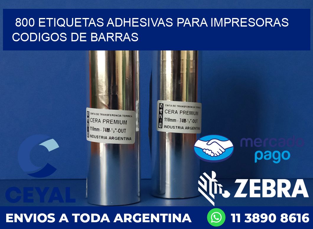 800 ETIQUETAS ADHESIVAS PARA IMPRESORAS CODIGOS DE BARRAS