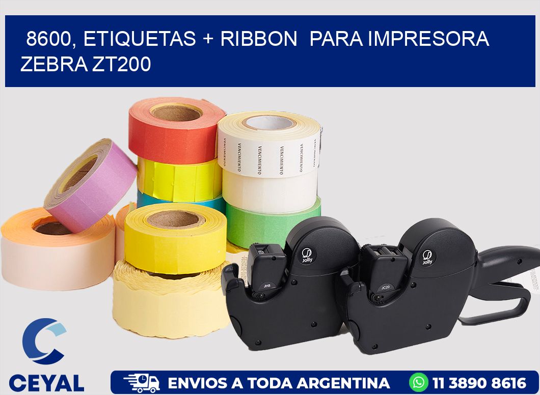 8600, etiquetas + ribbon  para impresora zebra ZT200