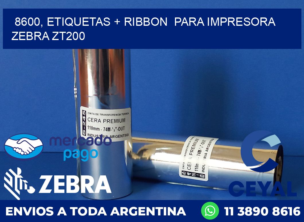 8600, etiquetas + ribbon  para impresora zebra ZT200