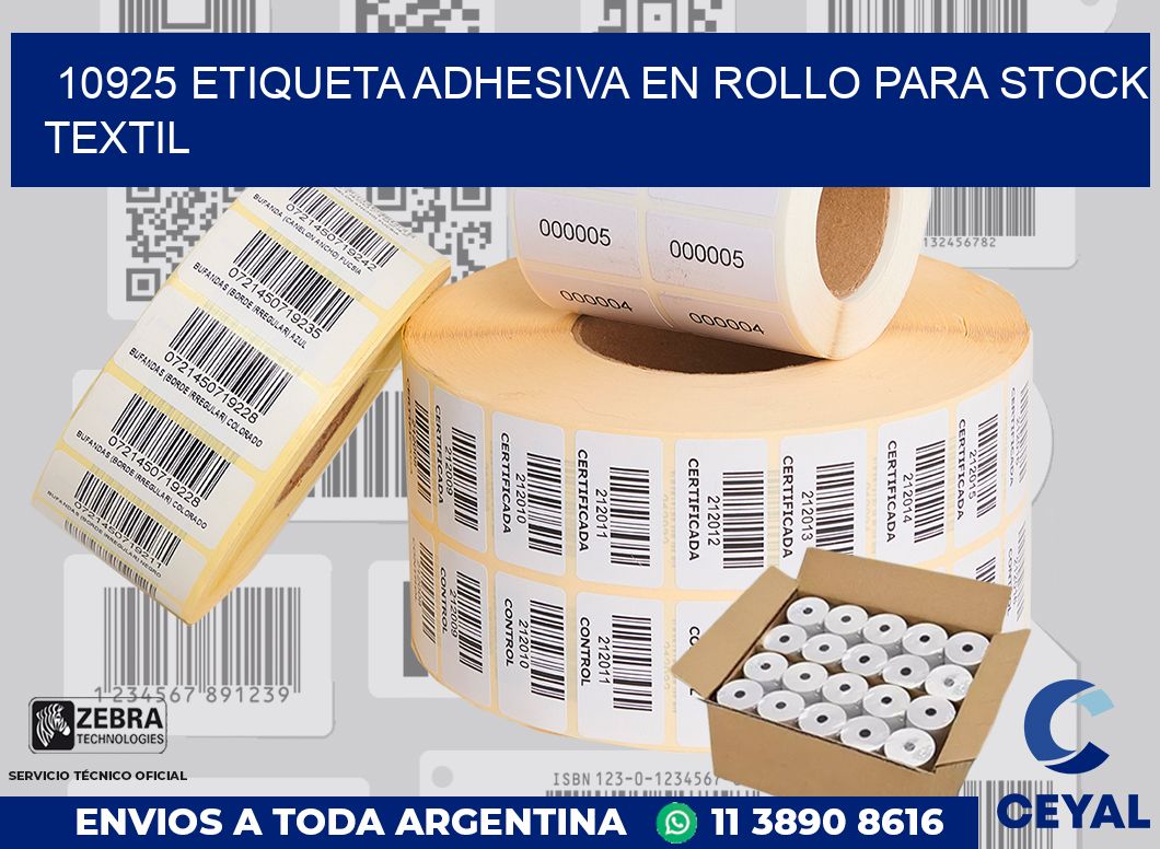10925 ETIQUETA ADHESIVA EN ROLLO PARA STOCK TEXTIL
