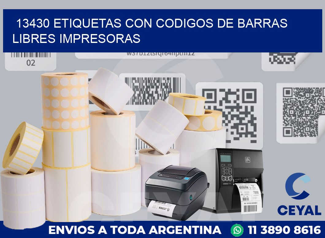 13430 ETIQUETAS CON CODIGOS DE BARRAS LIBRES IMPRESORAS