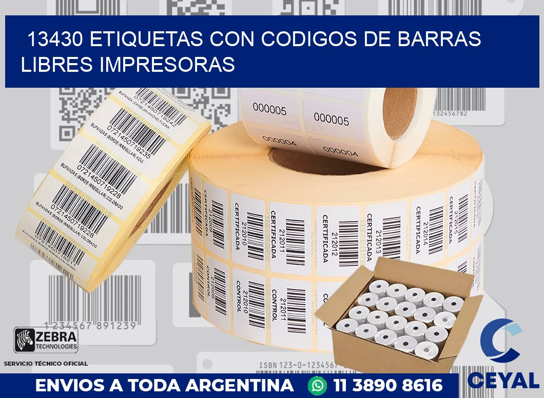 13430 ETIQUETAS CON CODIGOS DE BARRAS LIBRES IMPRESORAS