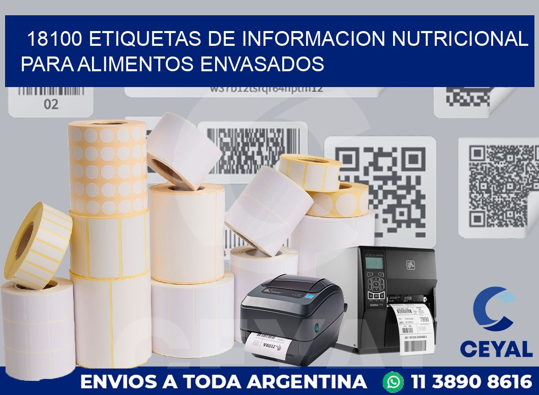 18100 ETIQUETAS DE INFORMACION NUTRICIONAL PARA ALIMENTOS ENVASADOS