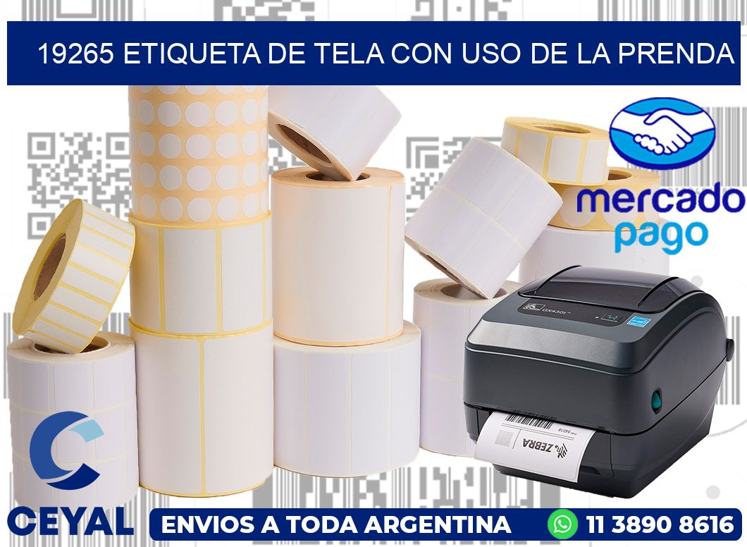 19265 ETIQUETA DE TELA CON USO DE LA PRENDA