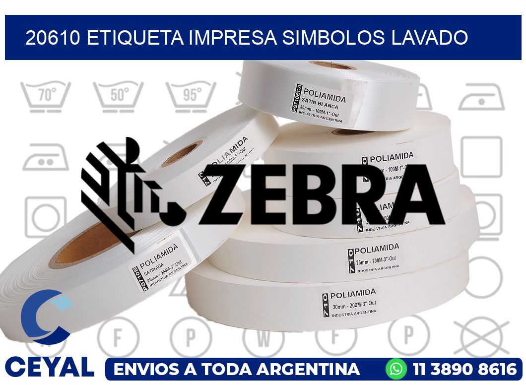 20610 ETIQUETA IMPRESA SIMBOLOS LAVADO