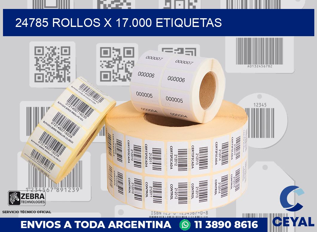 24785 Rollos x 17.000 etiquetas
