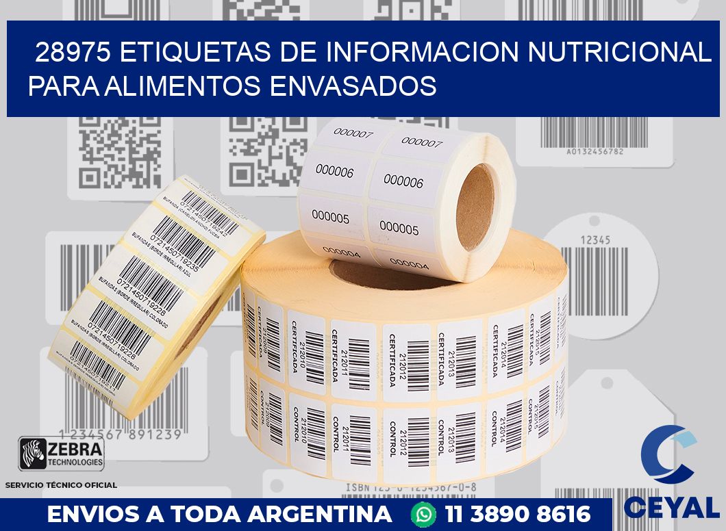 28975 ETIQUETAS DE INFORMACION NUTRICIONAL PARA ALIMENTOS ENVASADOS