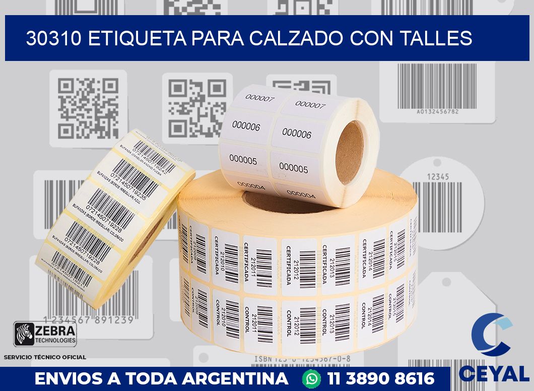 30310 ETIQUETA PARA CALZADO CON TALLES