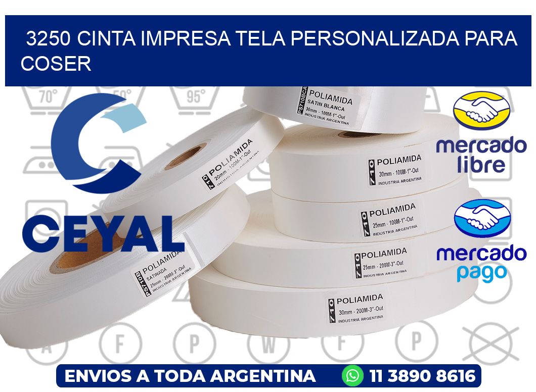 3250 CINTA IMPRESA TELA PERSONALIZADA PARA COSER