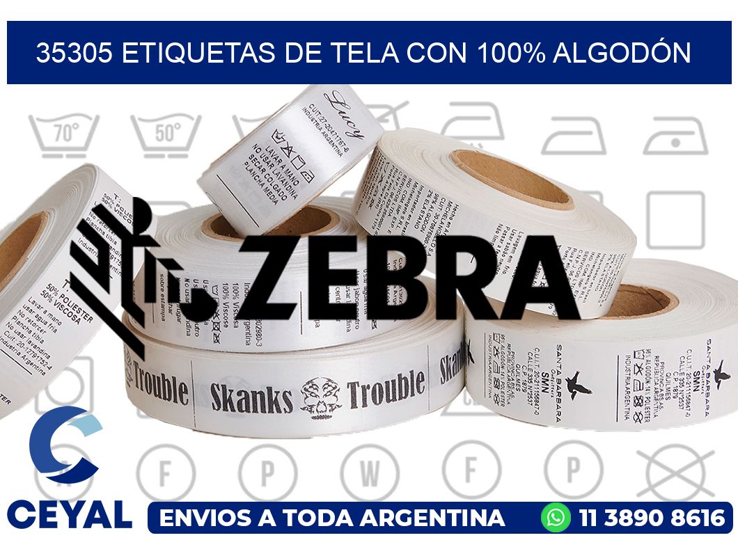 35305 ETIQUETAS DE TELA CON 100% ALGODÓN