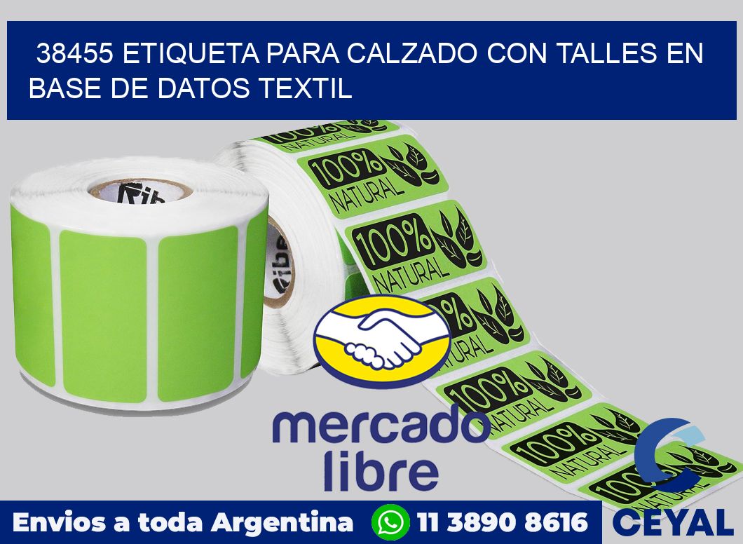 38455 ETIQUETA PARA CALZADO CON TALLES EN BASE DE DATOS TEXTIL