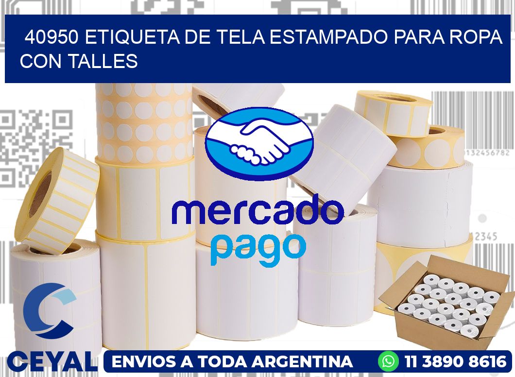 40950 ETIQUETA DE TELA ESTAMPADO PARA ROPA CON TALLES