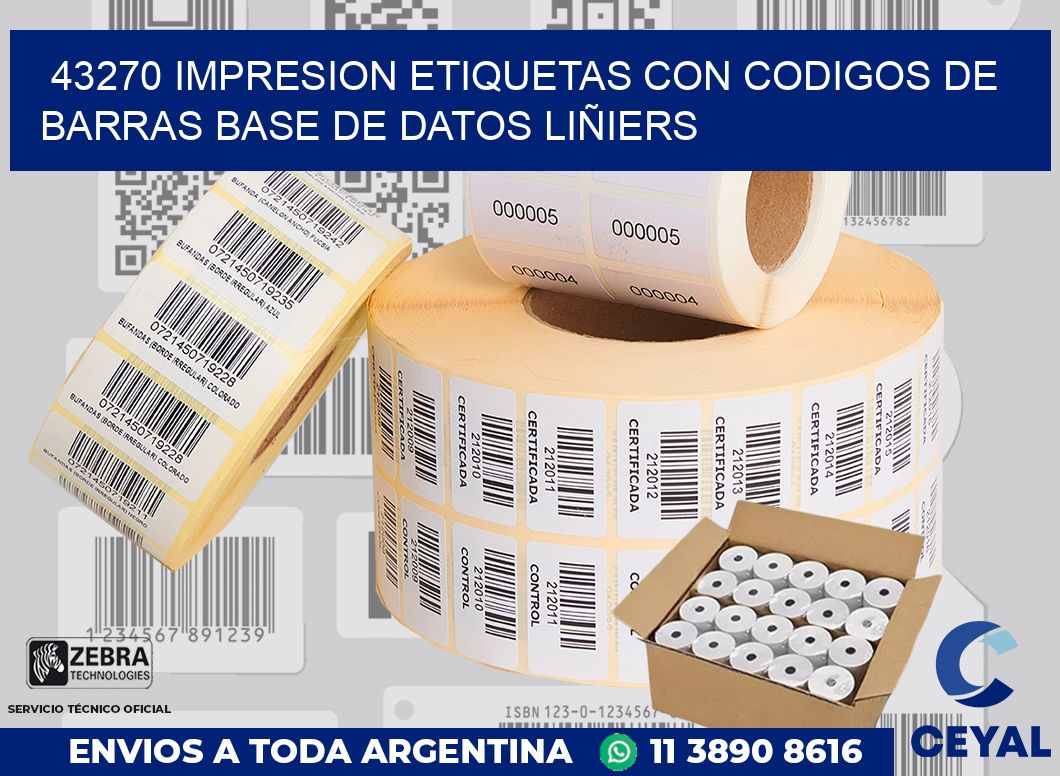 43270 IMPRESION ETIQUETAS CON CODIGOS DE BARRAS BASE DE DATOS LIÑIERS