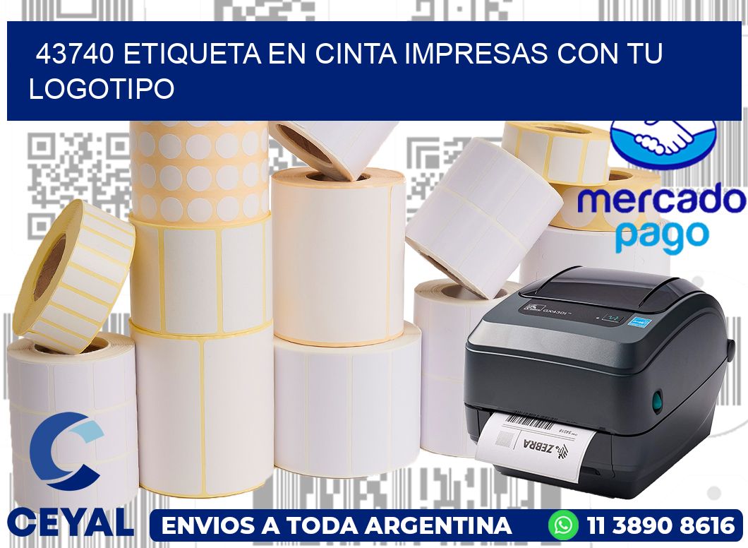 43740 ETIQUETA EN CINTA IMPRESAS CON TU LOGOTIPO