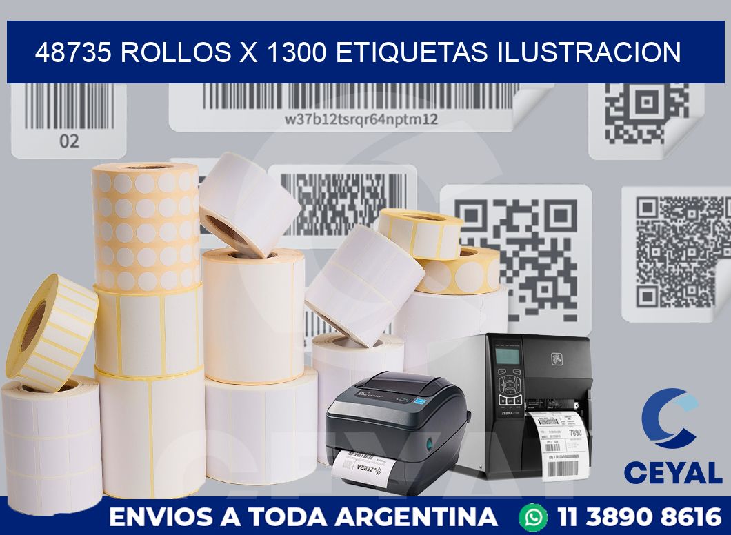 48735 Rollos x 1300 etiquetas ilustracion