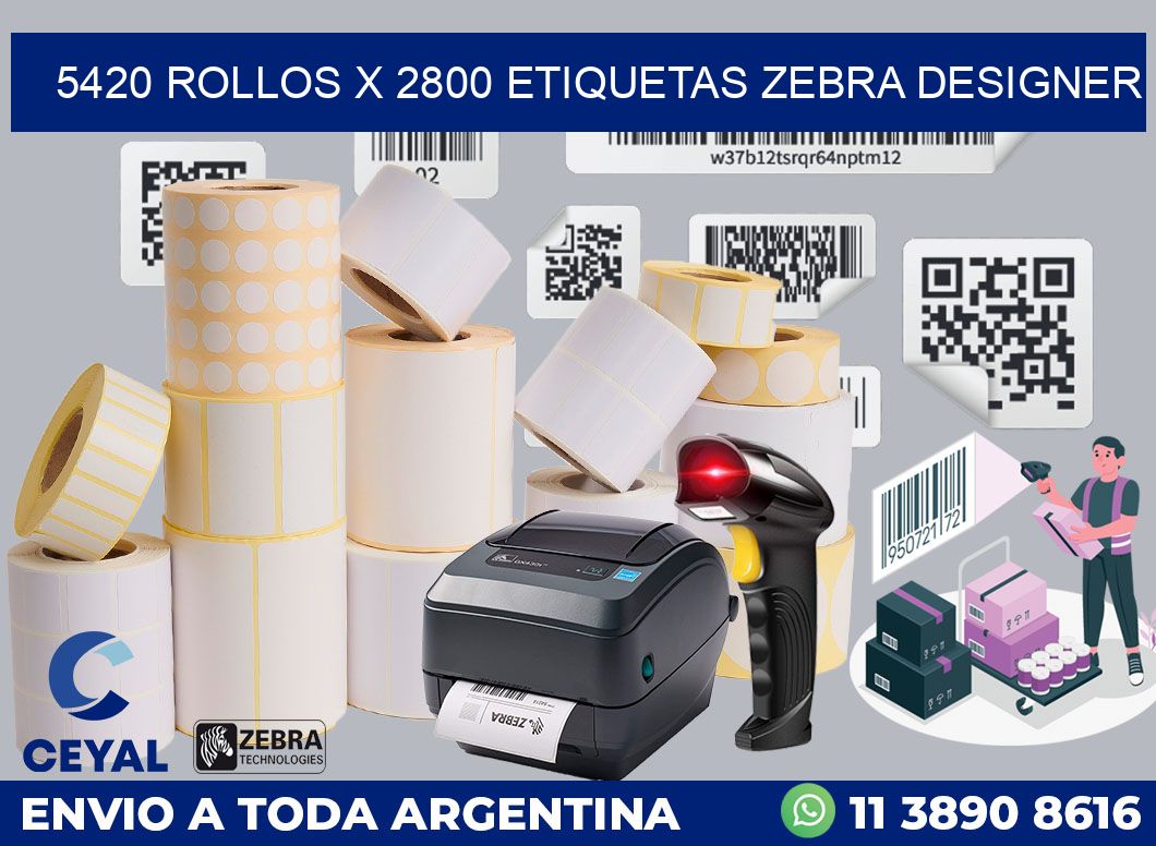 5420 Rollos x 2800 etiquetas zebra designer