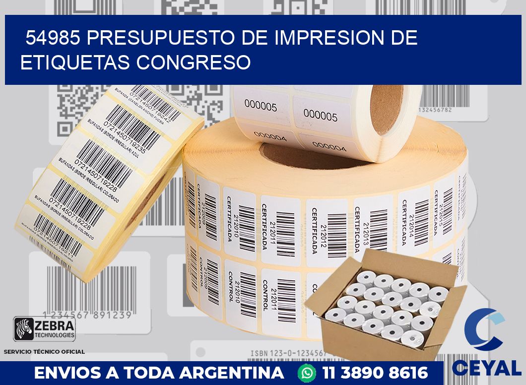 54985 PRESUPUESTO DE IMPRESION DE ETIQUETAS CONGRESO