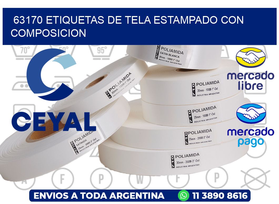 63170 ETIQUETAS DE TELA ESTAMPADO CON COMPOSICION