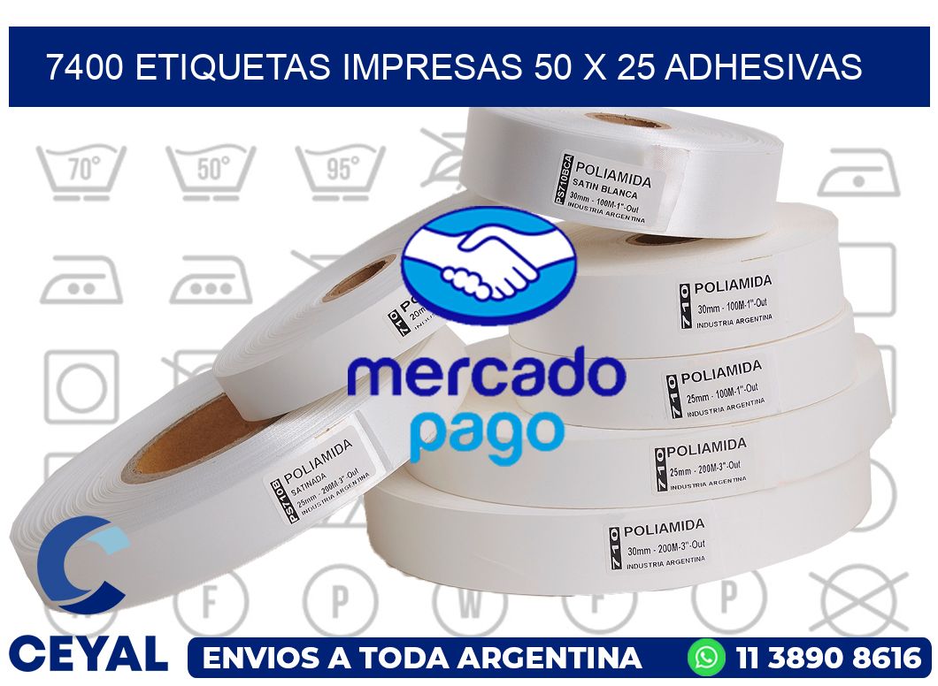 7400 ETIQUETAS IMPRESAS 50 X 25 ADHESIVAS