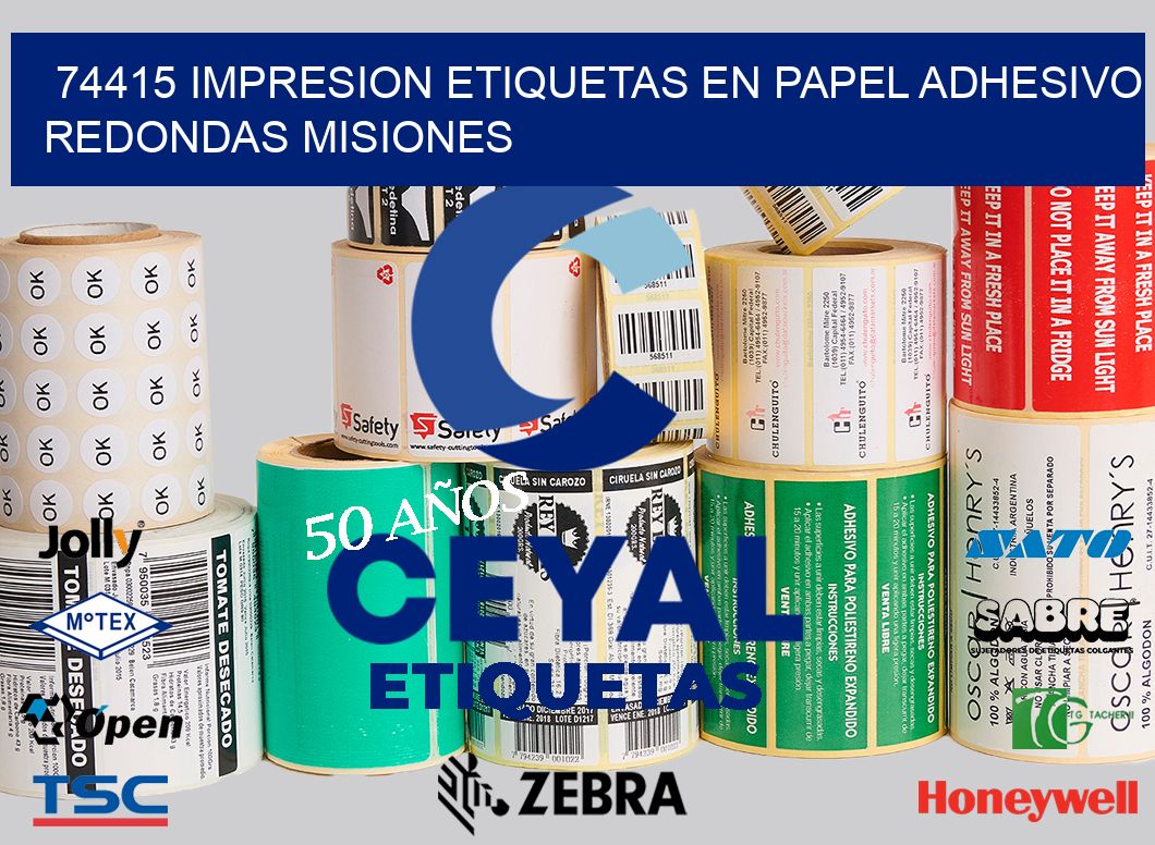 74415 IMPRESION ETIQUETAS EN PAPEL ADHESIVO REDONDAS MISIONES